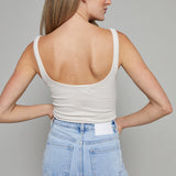 Velma Feather Rib Bodysuit - Crystal