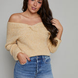 Rebecca Off The Shoulder Tie Front Sweater