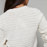 Lola Tonal Stripe Cropped Cardigan - Crystal