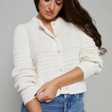 Lola Tonal Stripe Cropped Cardigan - Crystal