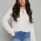 Lola Tonal Stripe Cropped Cardigan - Crystal