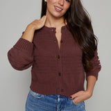 Lola Tonal Stripe Cropped Cardigan - Sandalwood