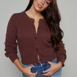 Lola Tonal Stripe Cropped Cardigan - Sandalwood