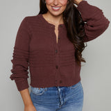 Lola Tonal Stripe Cropped Cardigan - Sandalwood