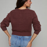 Lola Tonal Stripe Cropped Cardigan - Sandalwood