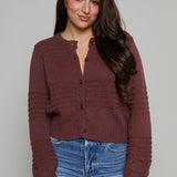 Lola Tonal Stripe Cropped Cardigan - Sandalwood