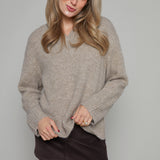 Valentina Chunky V Neck Sweater - Taupe