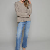 Valentina Chunky V Neck Sweater - Taupe