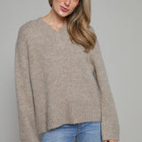 Valentina Chunky V Neck Sweater - Taupe