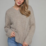 Valentina Chunky V Neck Sweater - Taupe