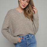 Valentina Chunky V Neck Sweater - Taupe