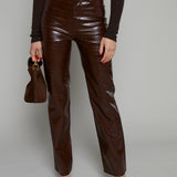 Chloe Super High Rise Straight Pants - Tobacco Croc
