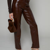 Chloe Super High Rise Straight Pants - Tobacco Croc
