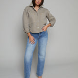 Mischa Cropped Denim Jacket - Pebble Moon