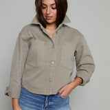 Mischa Cropped Denim Jacket - Pebble Moon