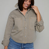 Mischa Cropped Denim Jacket - Pebble Moon