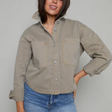 Mischa Cropped Denim Jacket - Pebble Moon