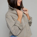 Mischa Cropped Denim Jacket - Pebble Moon