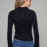 Tina Collared Zip Up Knit Cardigan