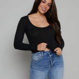 Violet Sweater Knit Top - Black
