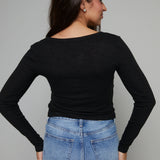 Violet Sweater Knit Top - Black