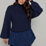 Kirsty Mixed Media Mini Dress - Navy