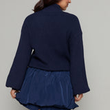 Kirsty Mixed Media Mini Dress - Navy