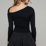 Renzo Asymmetrical Mixed Media Mini Dress