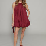 Danielle Poplin Bubble Hem Mini Dress