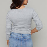 Arianna Model Rib Henley - Heather Grey