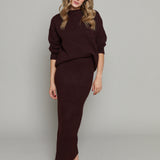 Simone Rib Knit Sweater Skirt - Burgundy