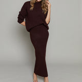 Simone Rib Knit Sweater Skirt - Burgundy