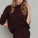 Ryleigh Oversized Crew Neck Sweater - Burgundy