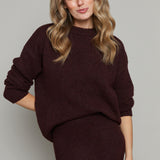 Ryleigh Oversized Crew Neck Sweater - Burgundy