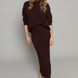 Simone Rib Knit Sweater Skirt - Burgundy
