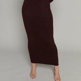 Simone Rib Knit Sweater Skirt - Burgundy