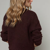 Ryleigh Oversized Crew Neck Sweater - Burgundy