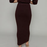 Simone Rib Knit Sweater Skirt - Burgundy