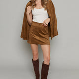 Erica Faux Suede Mini Skirt - Coconut