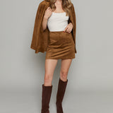 Erica Faux Suede Mini Skirt - Coconut