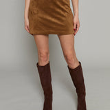 Erica Faux Suede Mini Skirt - Coconut