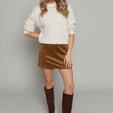 Erica Faux Suede Mini Skirt - Coconut