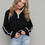 Byron Oversized Half Zip Sweater - Black