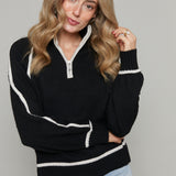 Byron Oversized Half Zip Sweater - Black
