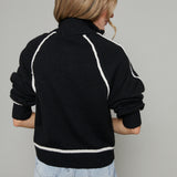 Byron Oversized Half Zip Sweater - Black