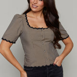 Georgia Gingham Scalloped Blouse