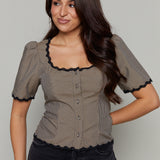 Georgia Gingham Scalloped Blouse