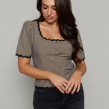 Georgia Gingham Scalloped Blouse