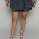 Kirsty Embellished Mixed Media Mini Dress - Gray