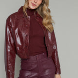 Casey Cropped Faux Leather Jacket